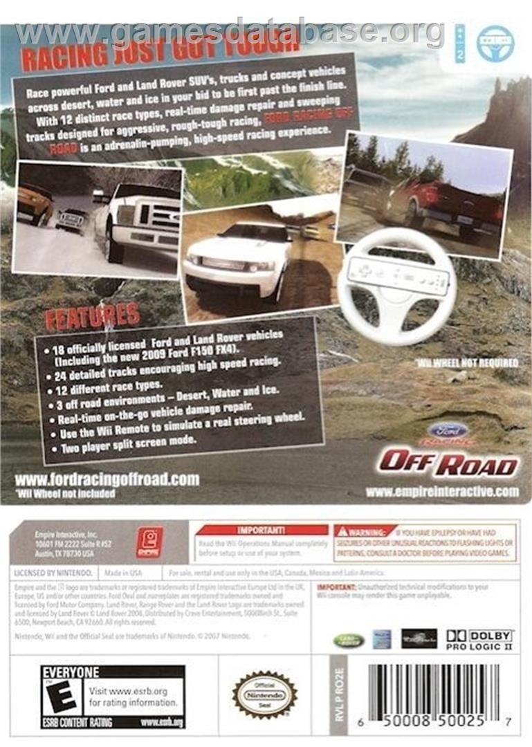 Off Road - Nintendo Wii - Artwork - Box Back