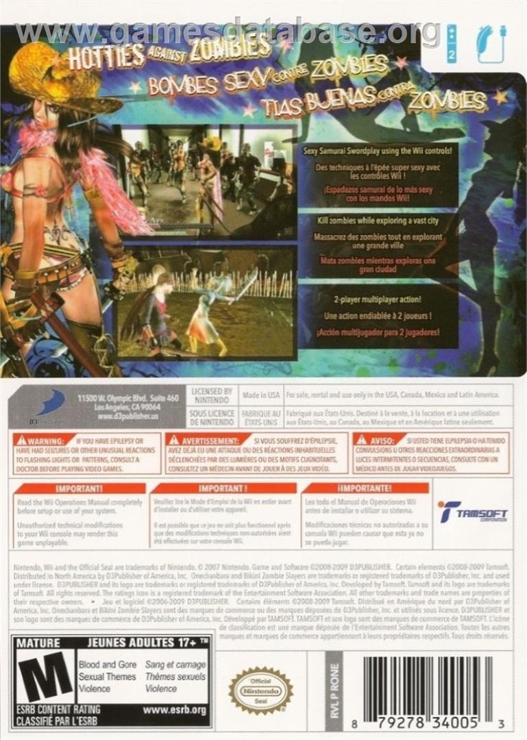 Onechanbara - Bikini Zombie Slayers - Nintendo Wii - Artwork - Box Back