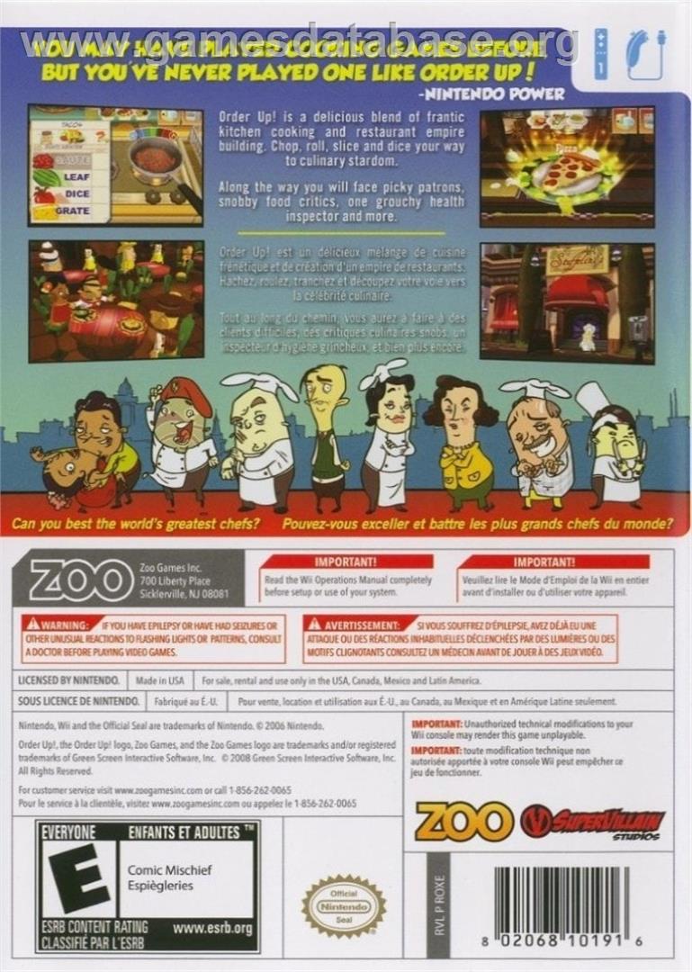 Order Up! - Nintendo Wii - Artwork - Box Back