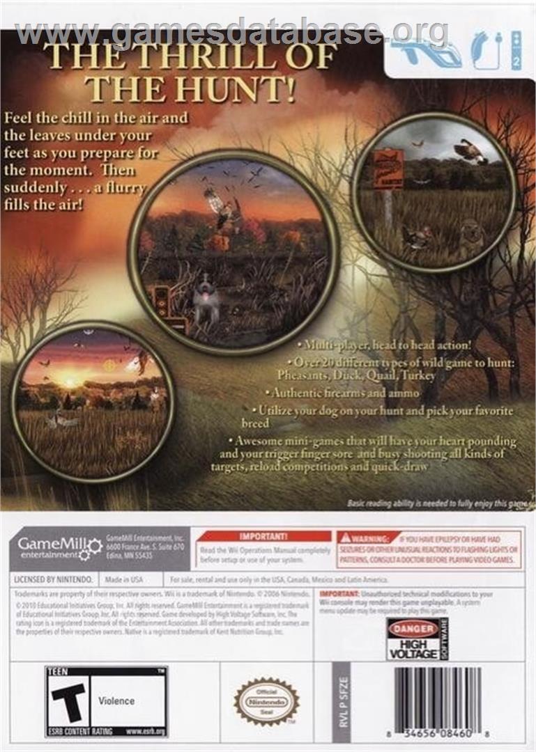 Pheasants Forever - Wingshooter - Nintendo Wii - Artwork - Box Back
