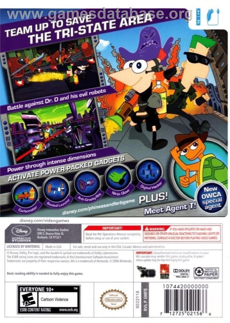 Phinéas Et Ferb - Voyage Dans La Deuxième Dimension - Nintendo Wii - Artwork - Box Back