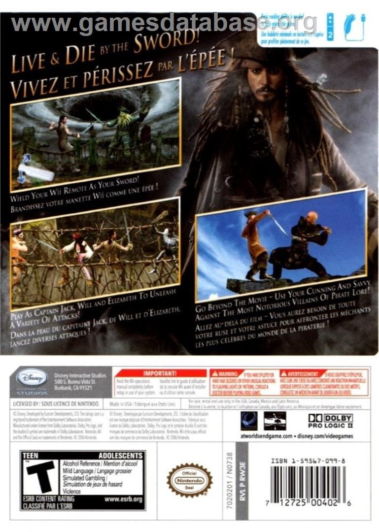 Pirates Des Caraïbes - Jusqu'au Bout Du Monde - Nintendo Wii - Artwork - Box Back