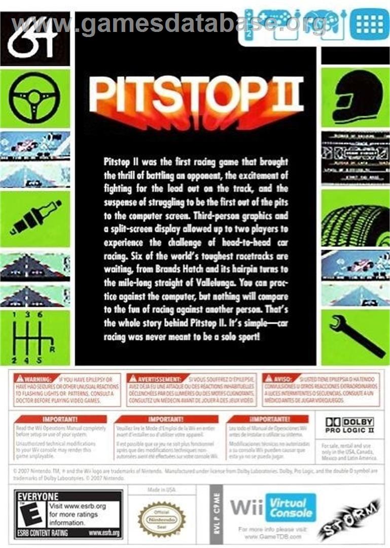 Pitstop 2 (C64) - Nintendo Wii - Artwork - Box Back