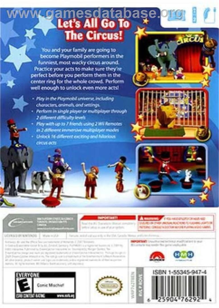 Playmobil Circus - Tous En Piste - Nintendo Wii - Artwork - Box Back