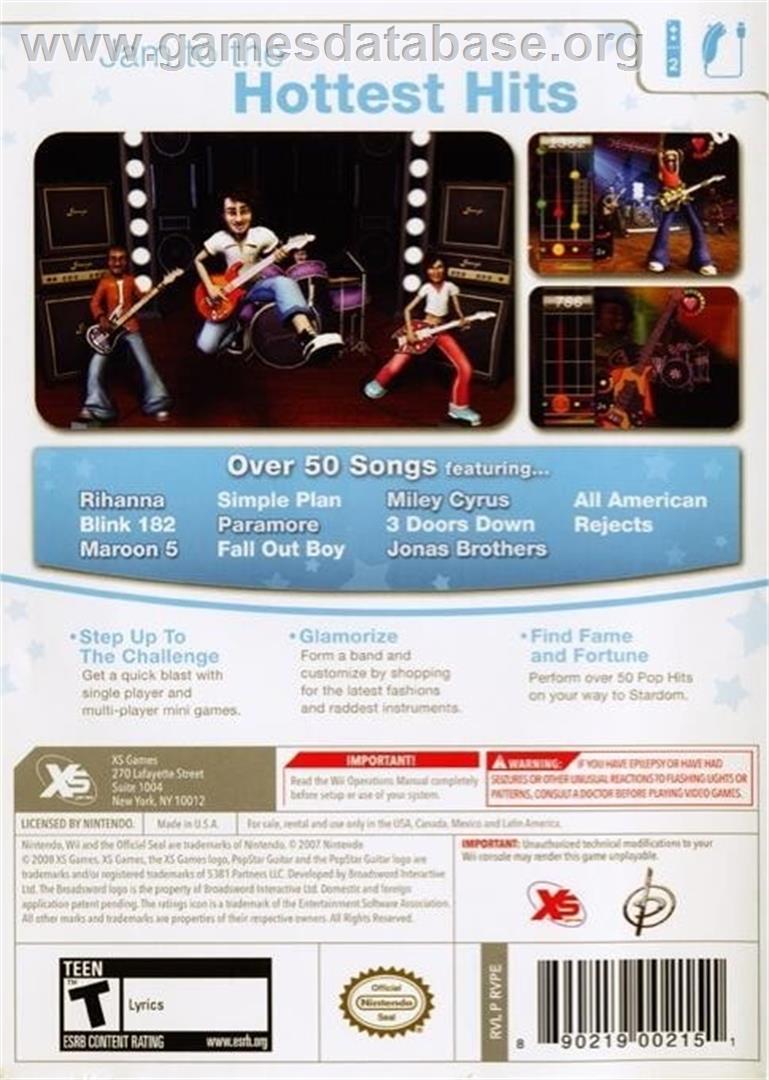Popstar Guitar - Nintendo Wii - Artwork - Box Back