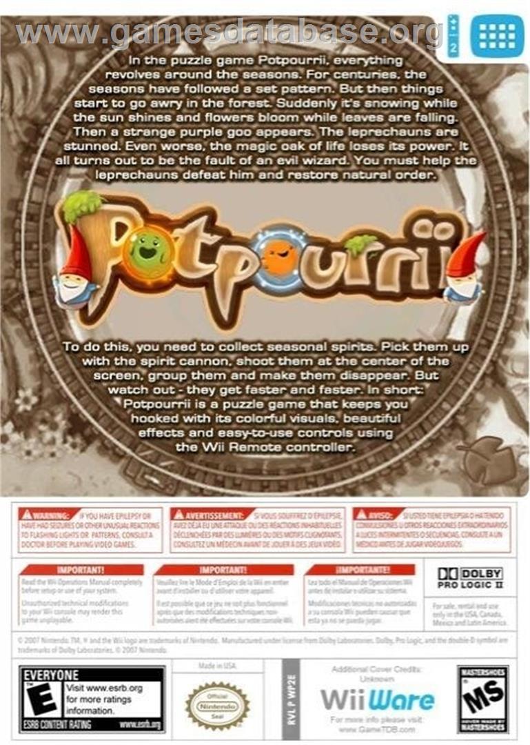 Potpourrii - Nintendo Wii - Artwork - Box Back