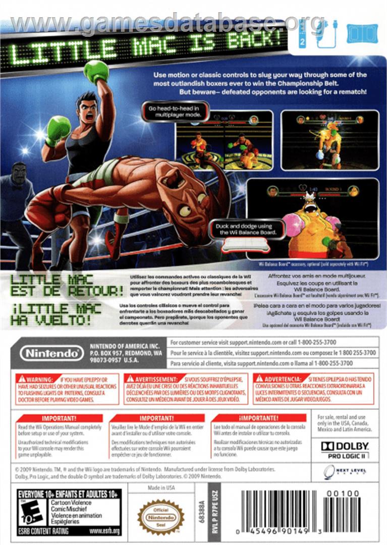 Punch Out! - Nintendo Wii - Artwork - Box Back
