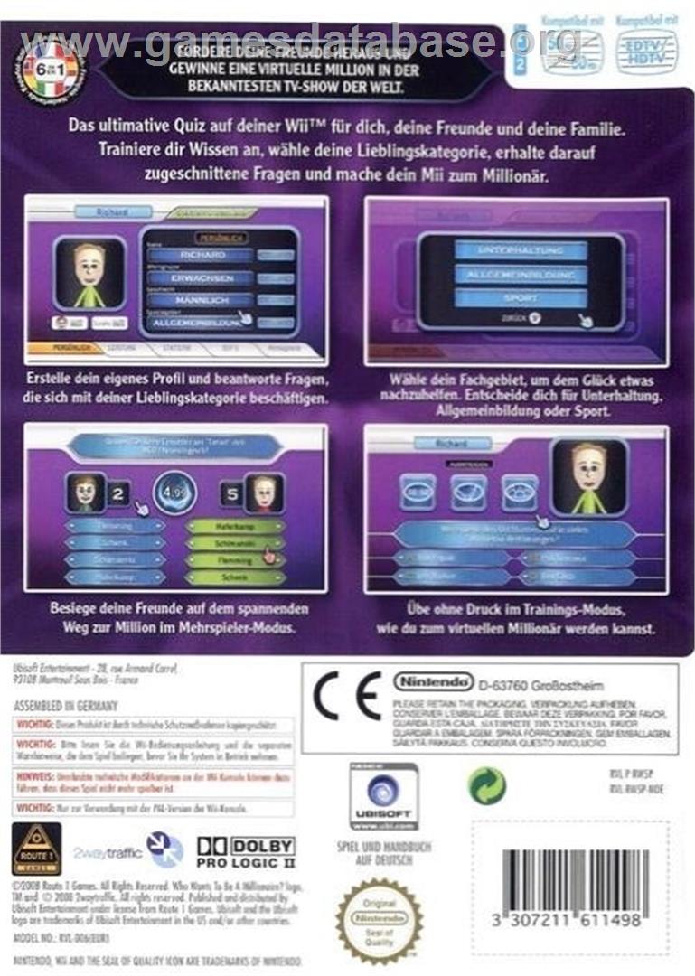 Qui Veut Gagner Des Millions - 2ème Edition - Nintendo Wii - Artwork - Box Back