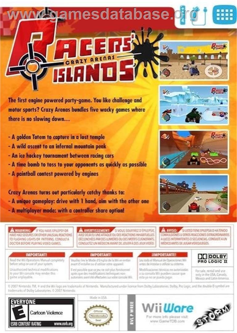 Racers' Islands - Crazy Arenas - Nintendo Wii - Artwork - Box Back