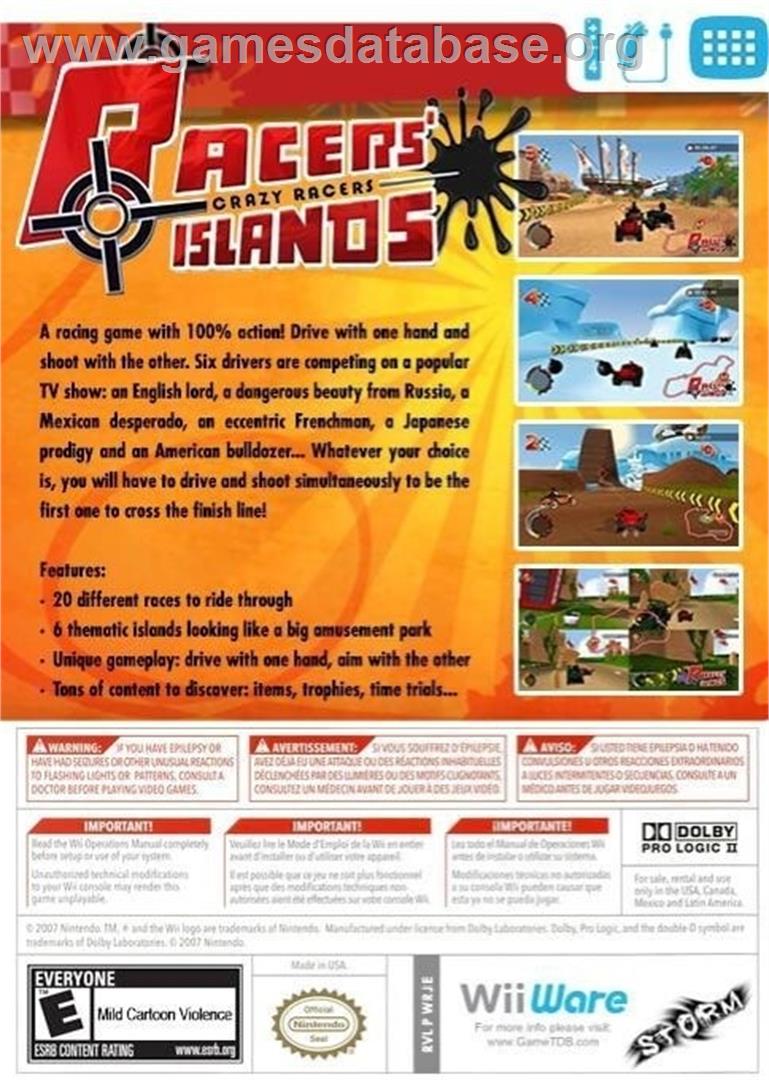 Racers' Islands - Crazy Racers - Nintendo Wii - Artwork - Box Back