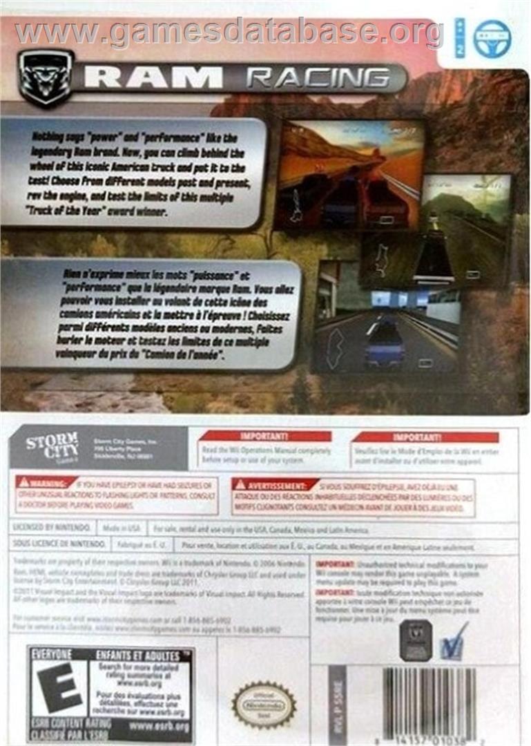 Ram Racing - Nintendo Wii - Artwork - Box Back
