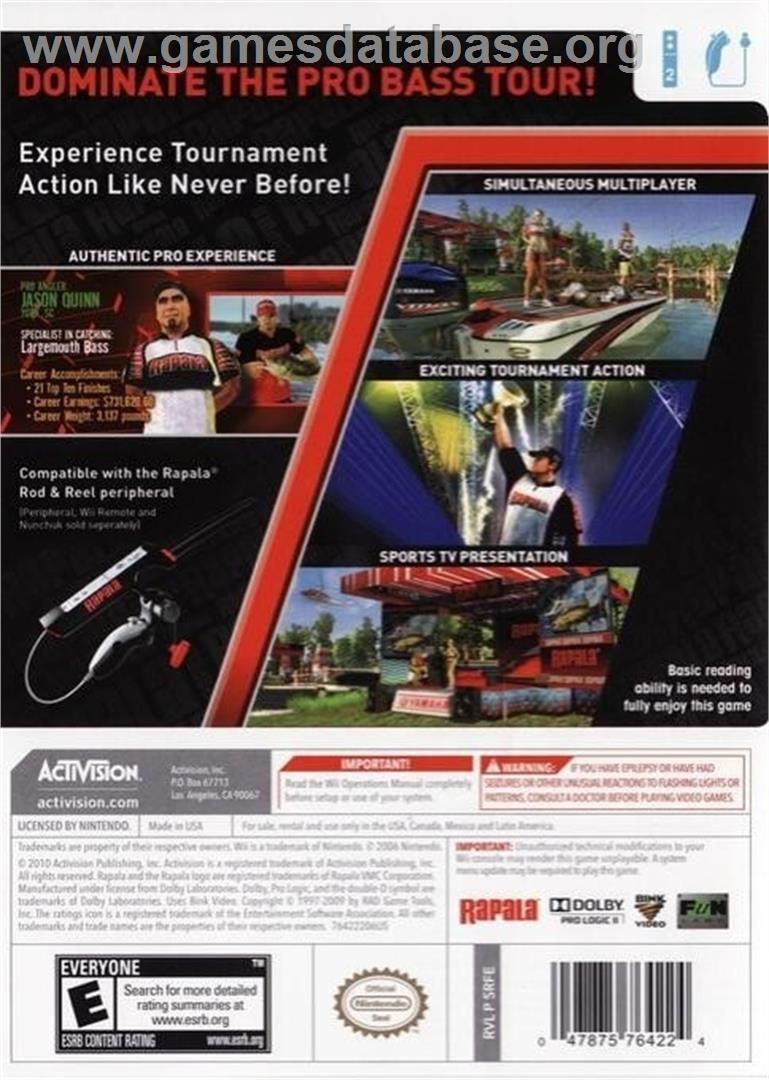 Rapala Pro Bass Fishing - Nintendo Wii - Artwork - Box Back