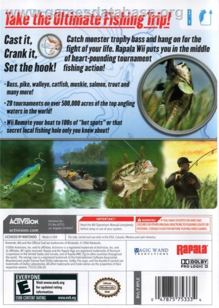 Rapala Tournament Fishing - Nintendo Wii - Artwork - Box Back