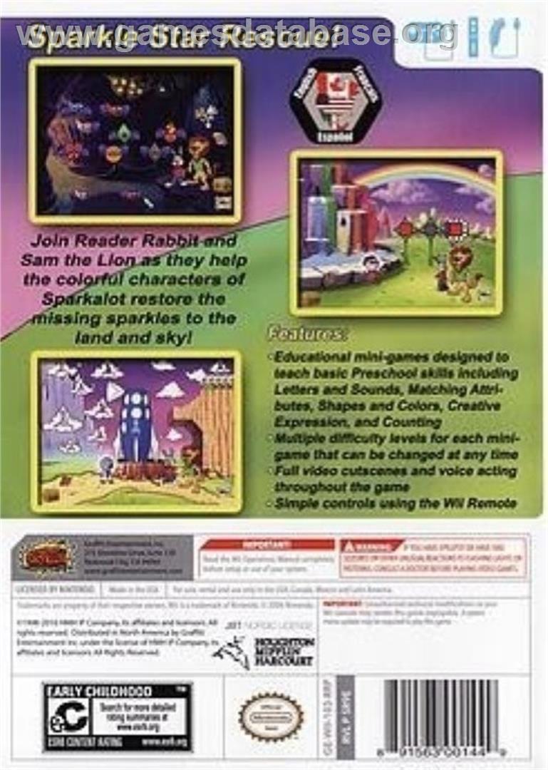 Reader Rabbit Preschool - Nintendo Wii - Artwork - Box Back
