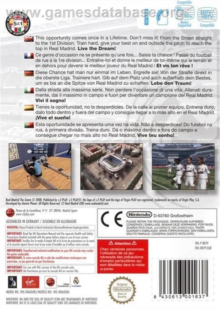 Real Madrid - The Game - Nintendo Wii - Artwork - Box Back