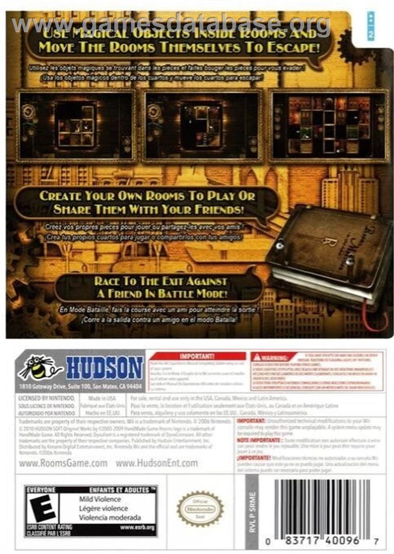 Rooms - The Main Building - Nintendo Wii - Artwork - Box Back