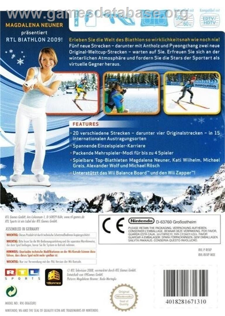 Rtl Biathlon 2009 - Nintendo Wii - Artwork - Box Back