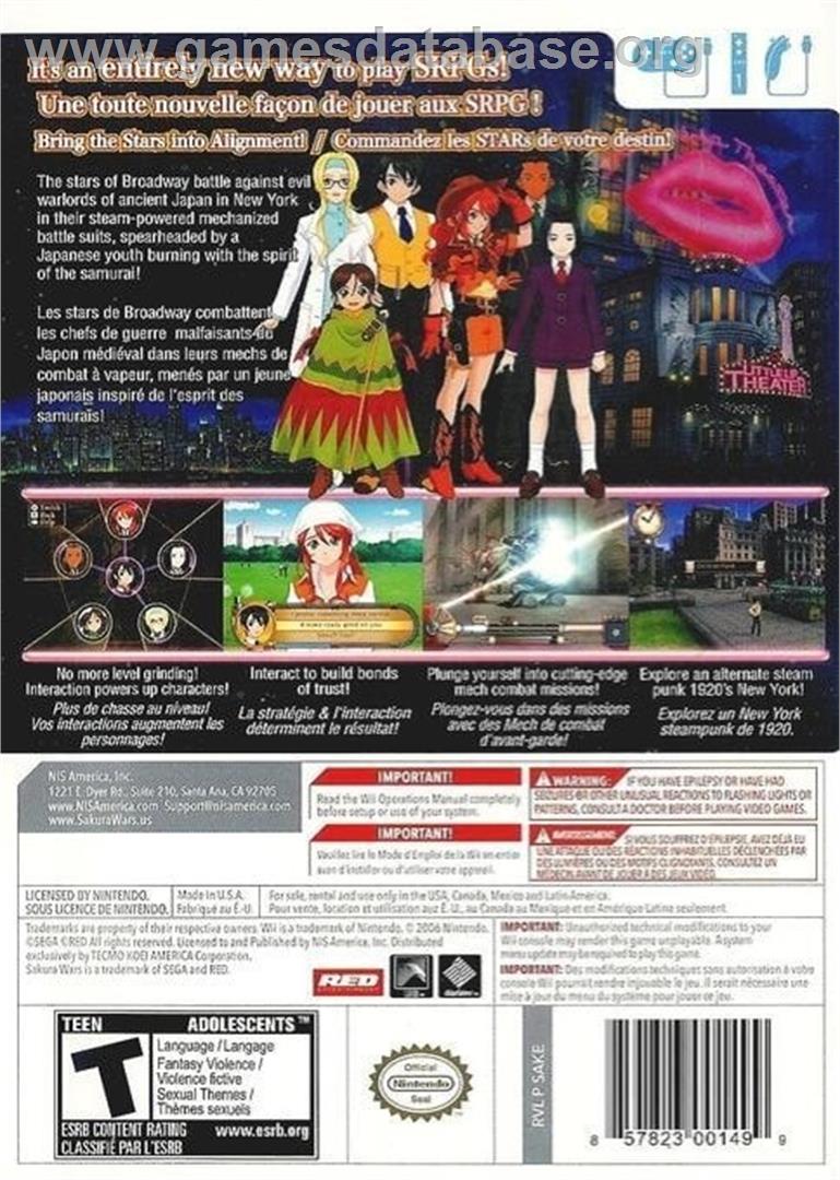 Sakura Wars - So Long, My Love - Nintendo Wii - Artwork - Box Back