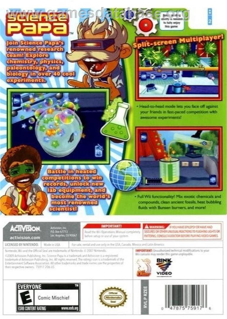 Science Papa - Nintendo Wii - Artwork - Box Back