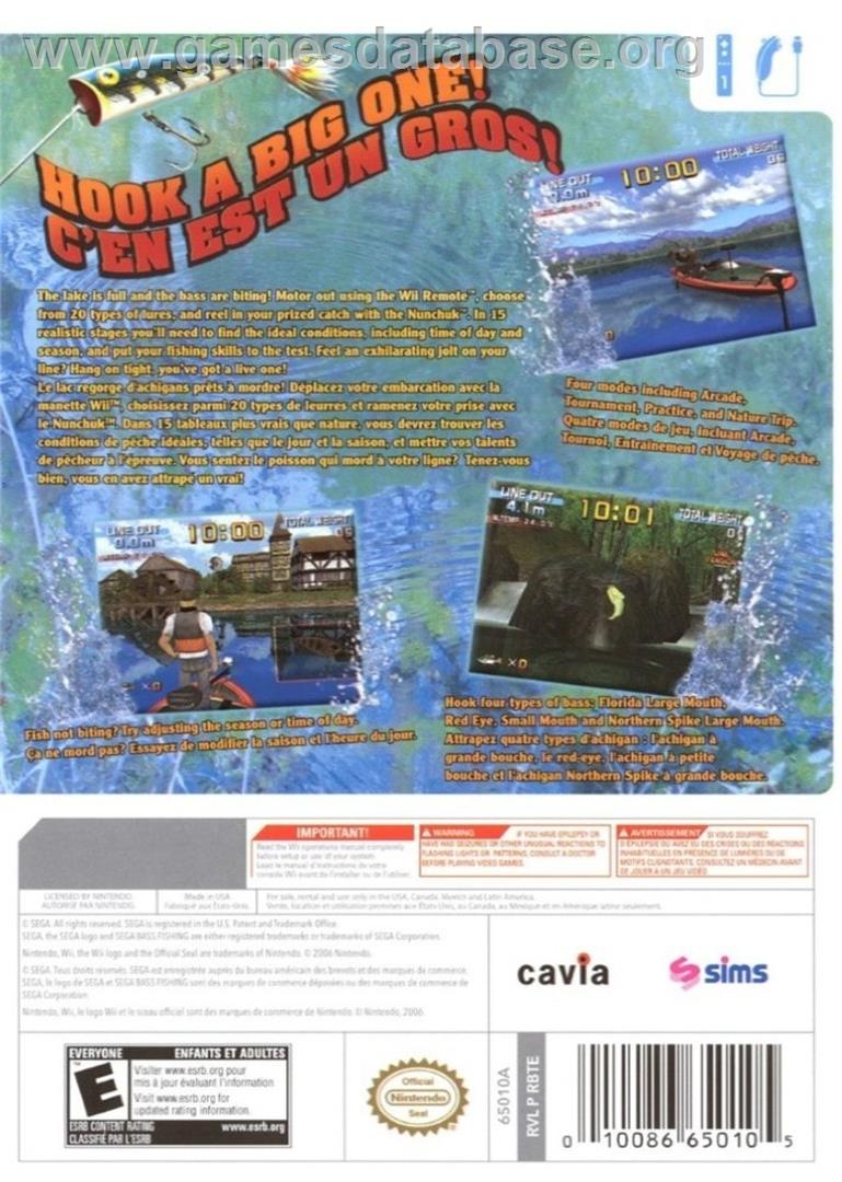 Sega Bass Fishing - Nintendo Wii - Artwork - Box Back