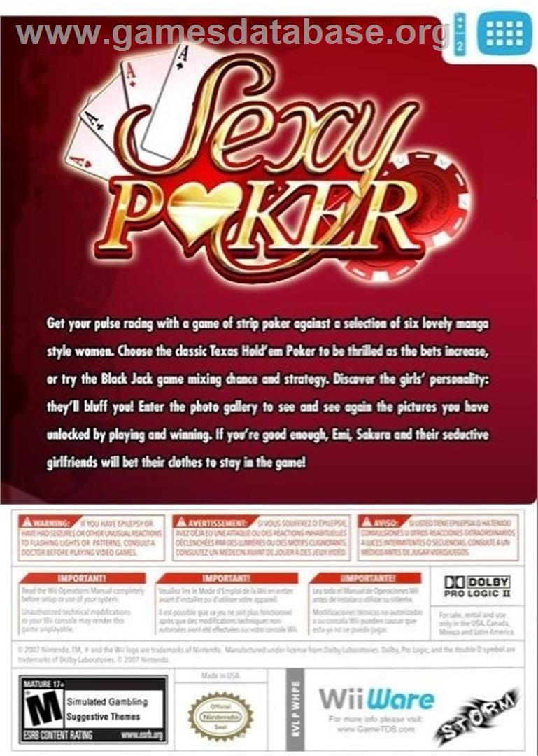 Sexy Poker - Nintendo Wii - Artwork - Box Back