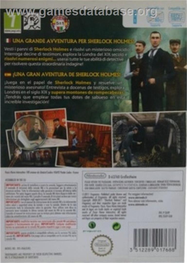 Sherlock Holmes - The Silver Earring - Nintendo Wii - Artwork - Box Back