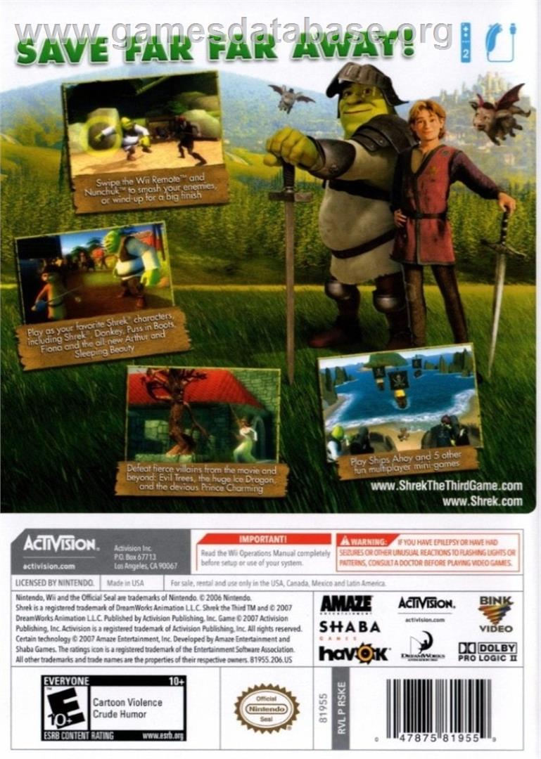 Shrek Le Troisième - Nintendo Wii - Artwork - Box Back