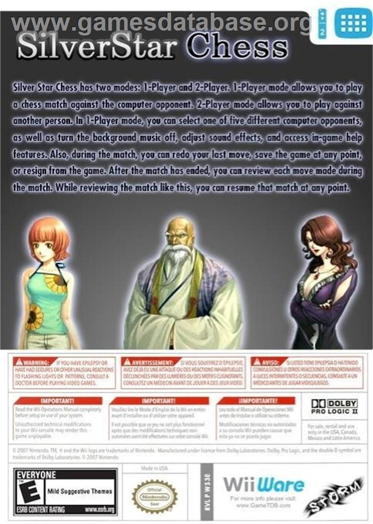 Silver Star Chess - Nintendo Wii - Artwork - Box Back