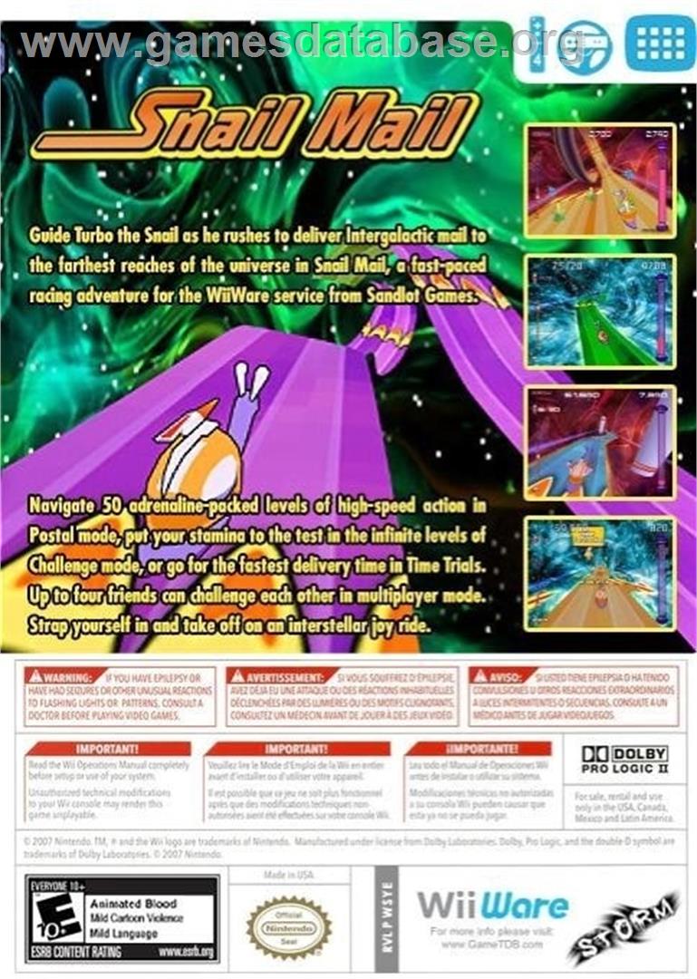 Snail Mail - Nintendo Wii - Artwork - Box Back