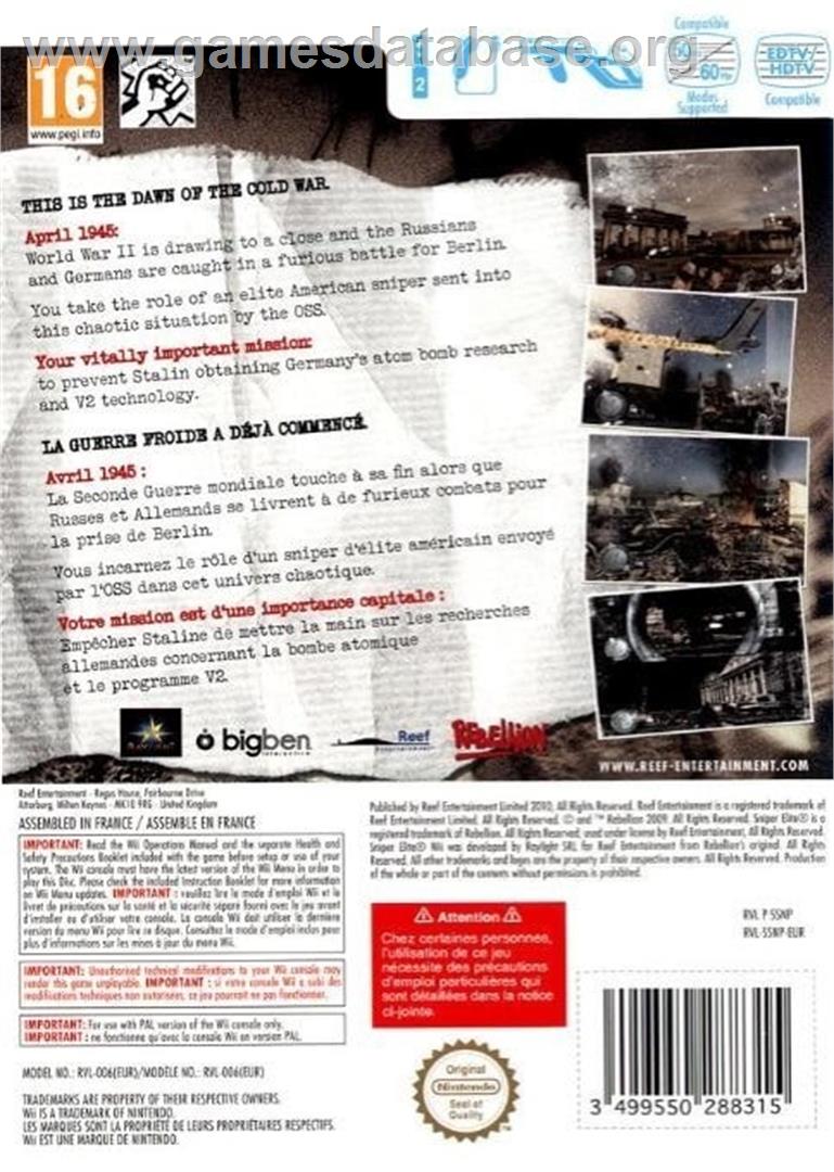 Sniper Elite - Nintendo Wii - Artwork - Box Back