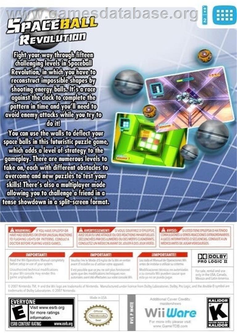 Spaceball Revolution - Nintendo Wii - Artwork - Box Back