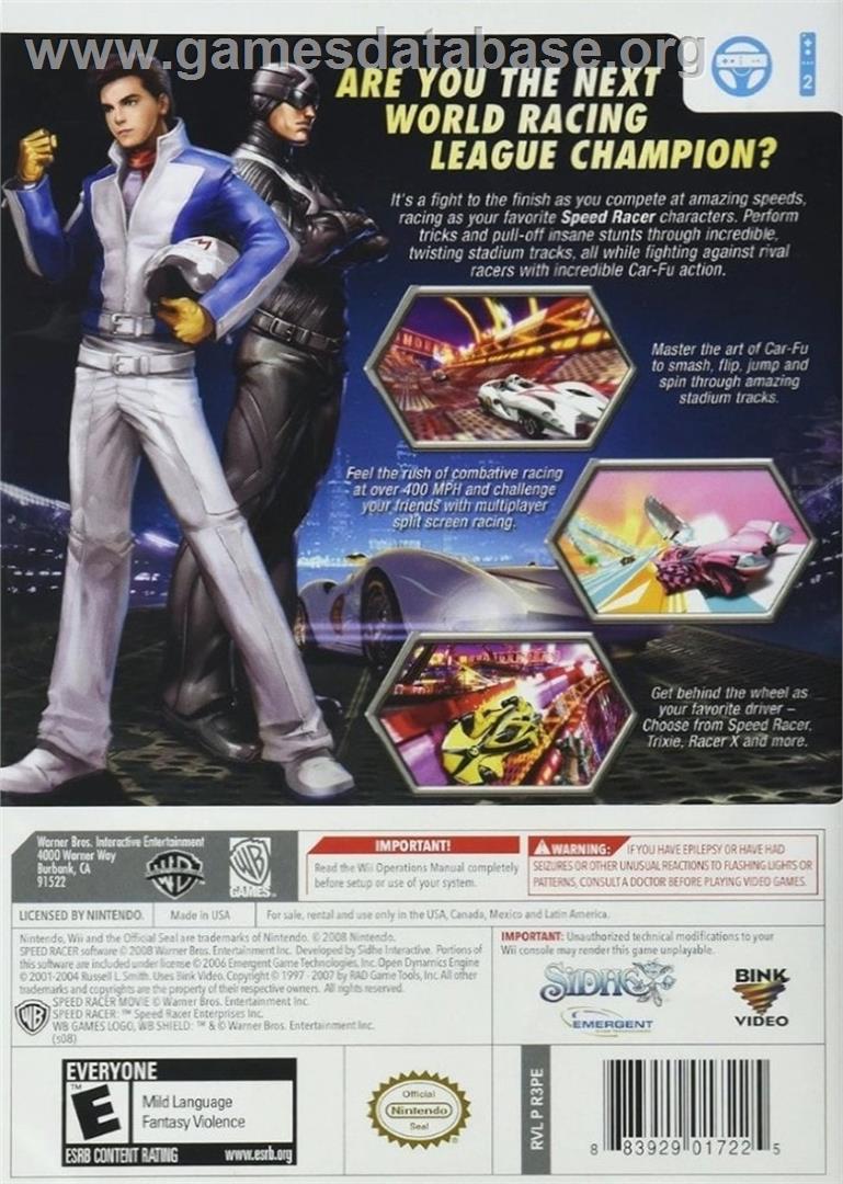 Speed Racer - Le Jeu Vidéo - Nintendo Wii - Artwork - Box Back