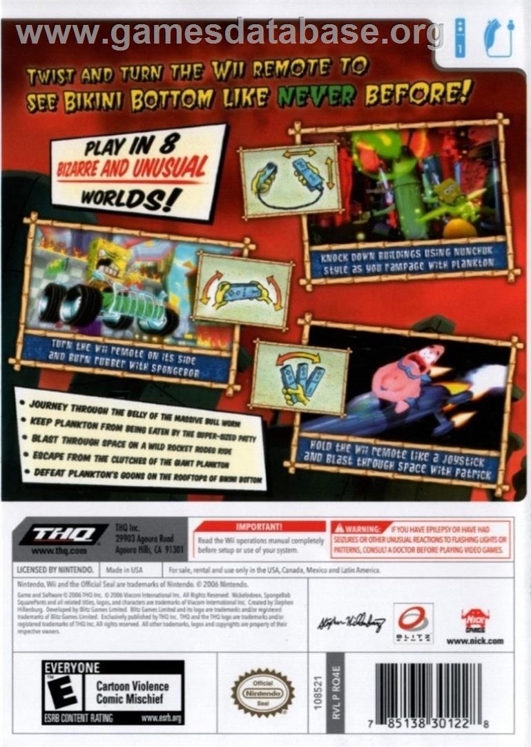 SpongeBob SquarePants - Creature from the Krusty Krab - Nintendo Wii - Artwork - Box Back
