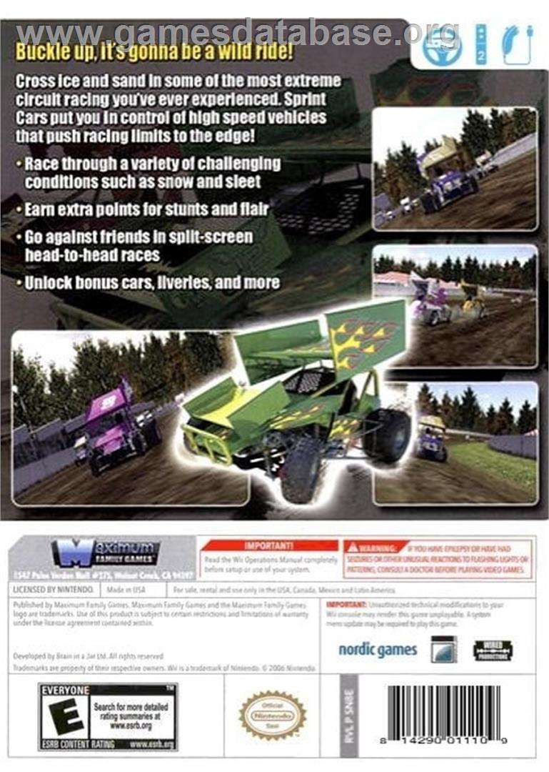 Sprint Cars - Nintendo Wii - Artwork - Box Back