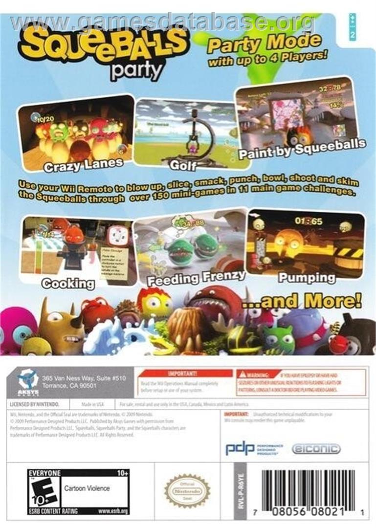 Squeeballs Party - Nintendo Wii - Artwork - Box Back