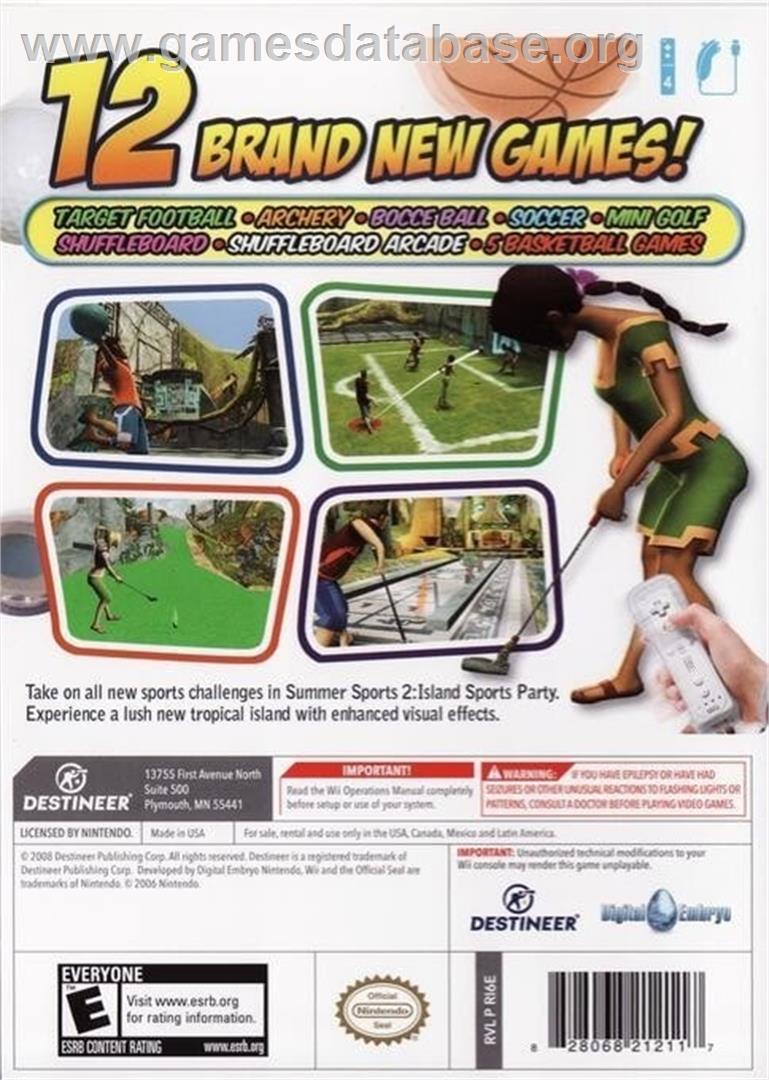 Summer Sports Party - Nintendo Wii - Artwork - Box Back