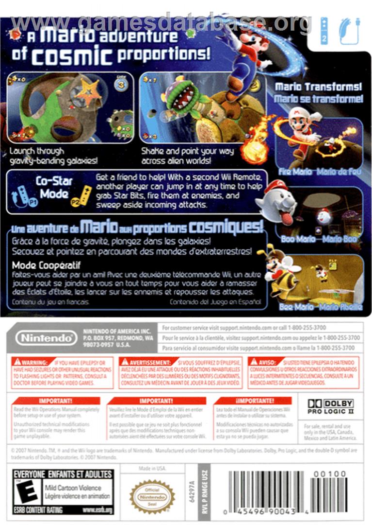 Super Mario Galaxy - Nintendo Wii - Artwork - Box Back