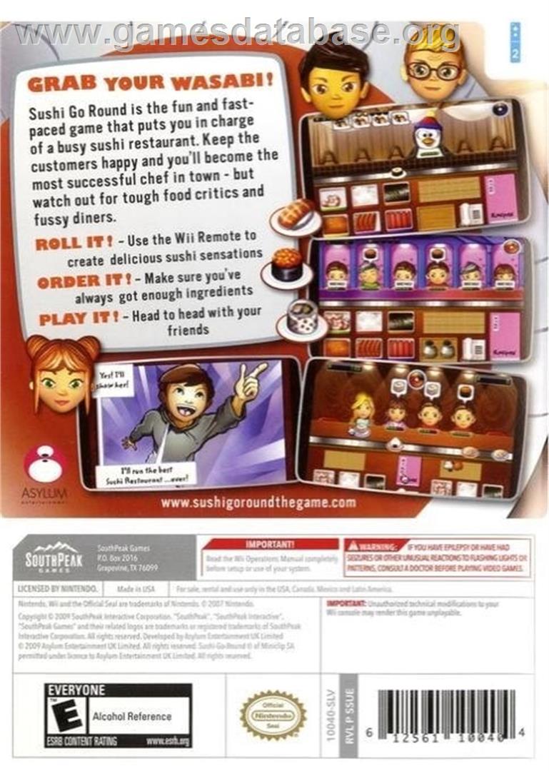 Sushi Go Round - Nintendo Wii - Artwork - Box Back
