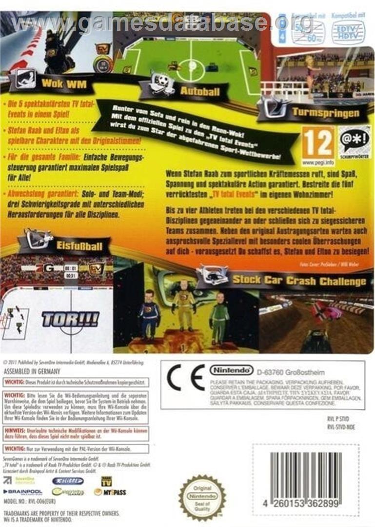 TV Total Events - Nintendo Wii - Artwork - Box Back