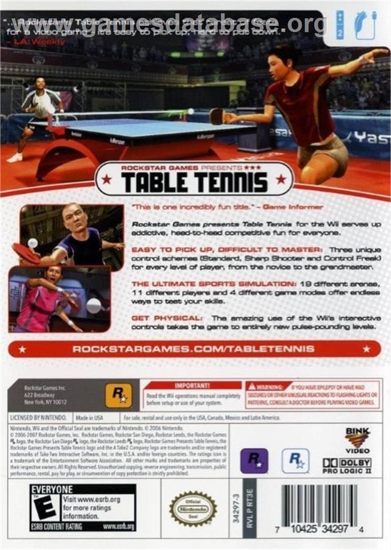 Table Tennis - Nintendo Wii - Artwork - Box Back