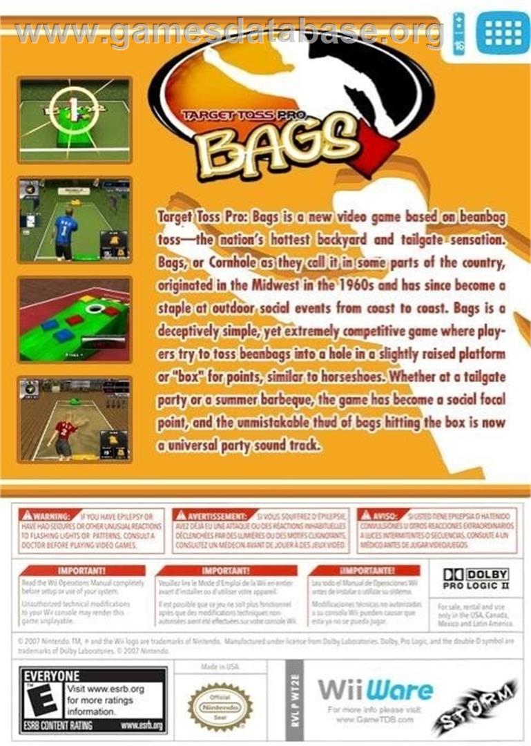Target Toss Pro : Bags - Nintendo Wii - Artwork - Box Back