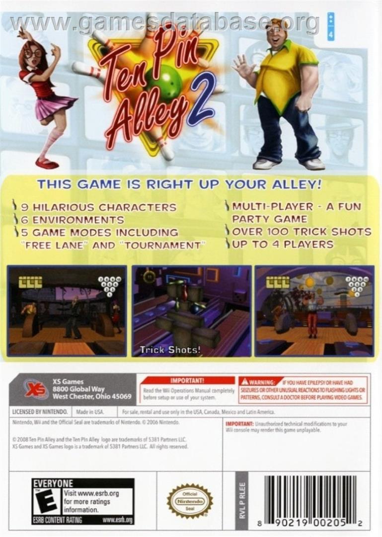Ten Pin Alley 2 - Nintendo Wii - Artwork - Box Back