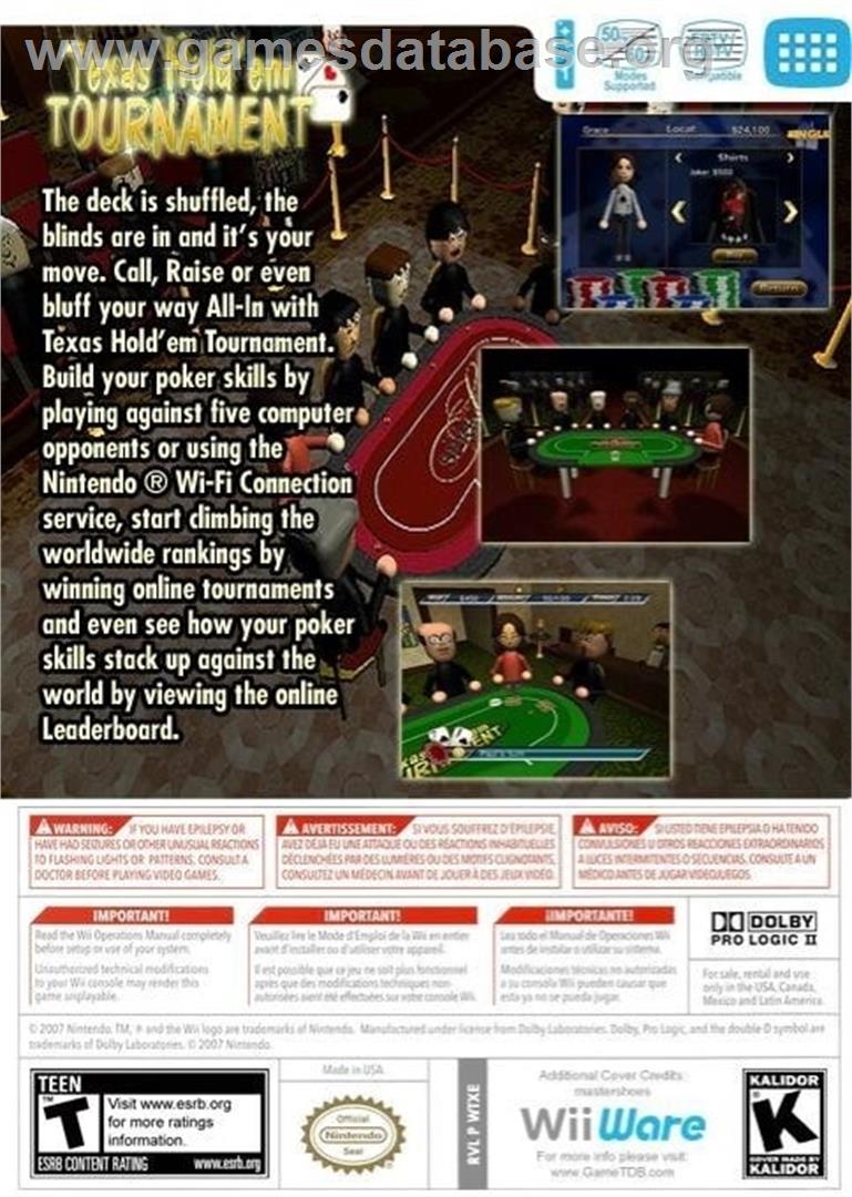 Texas Hold'em Tournament - Nintendo Wii - Artwork - Box Back