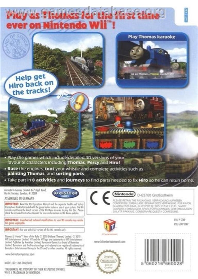 Thomas & Friends: Hero of the Rails - Nintendo Wii - Artwork - Box Back