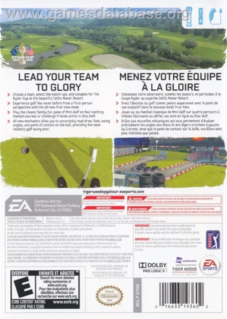 Tiger Woods Pga Tour 11 - Nintendo Wii - Artwork - Box Back