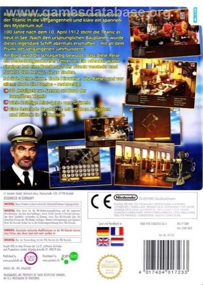 Titanic Mystery - Nintendo Wii - Artwork - Box Back