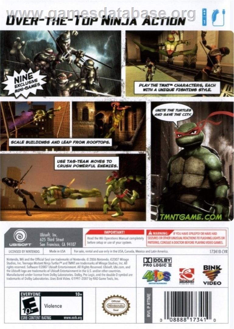 Tmnt - Les Tortues Ninja - Nintendo Wii - Artwork - Box Back