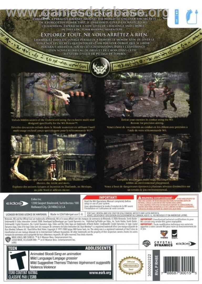 Tomb Raider Underworld - Nintendo Wii - Artwork - Box Back