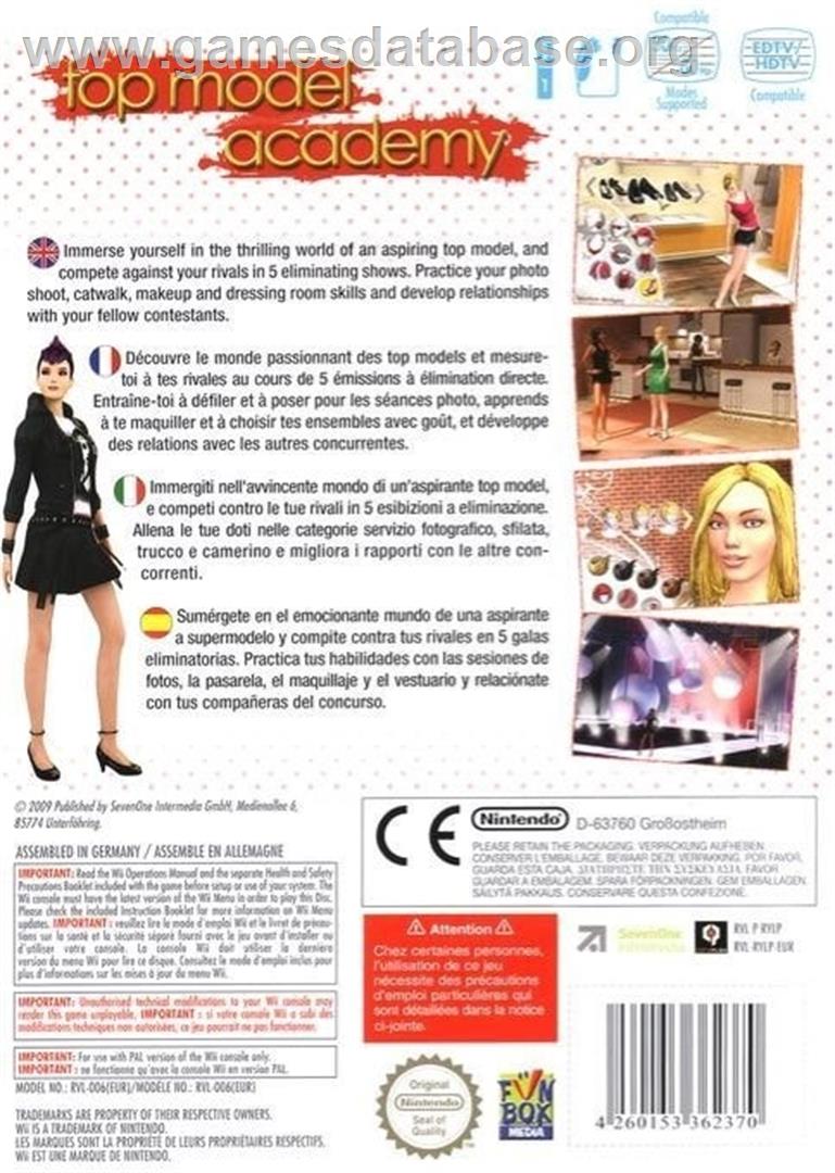 Top Model Academy - Nintendo Wii - Artwork - Box Back