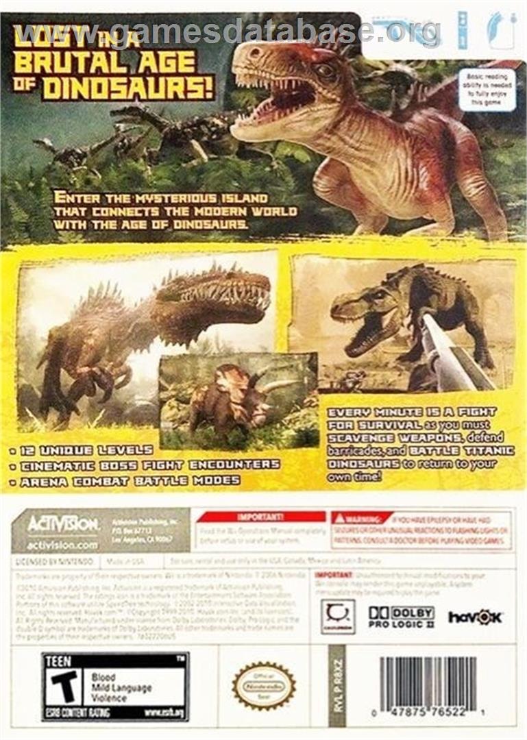 Top Shot Dinosaur Hunter - Nintendo Wii - Artwork - Box Back